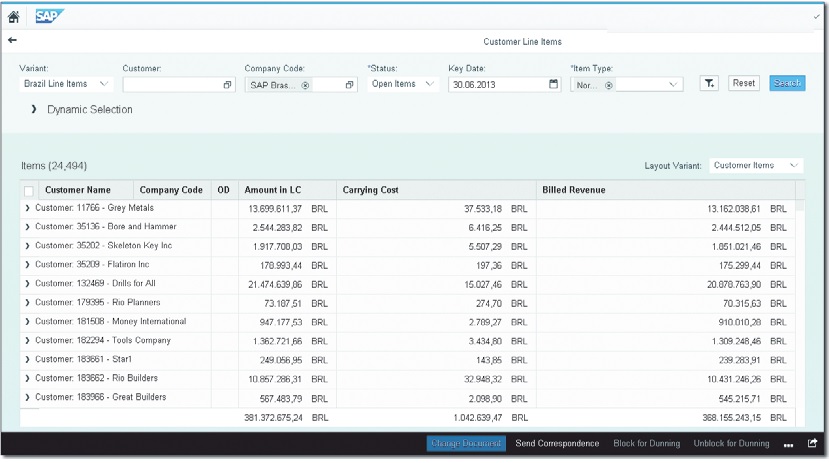 SAP Fiori App—Customer Line Items